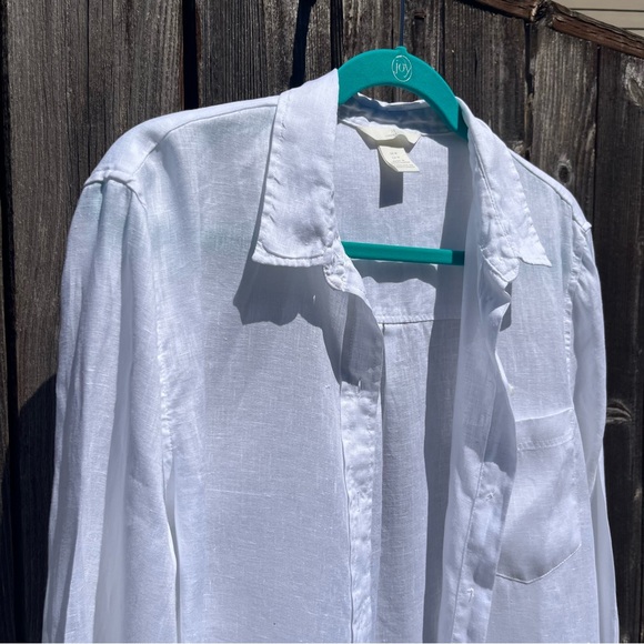 H&M white linen button down shirt size M - Picture 7 of 15